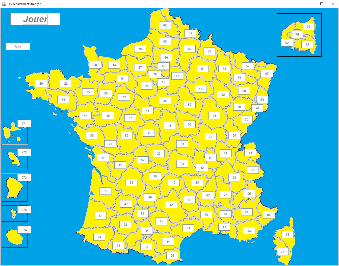 jeu en Java des départements de France