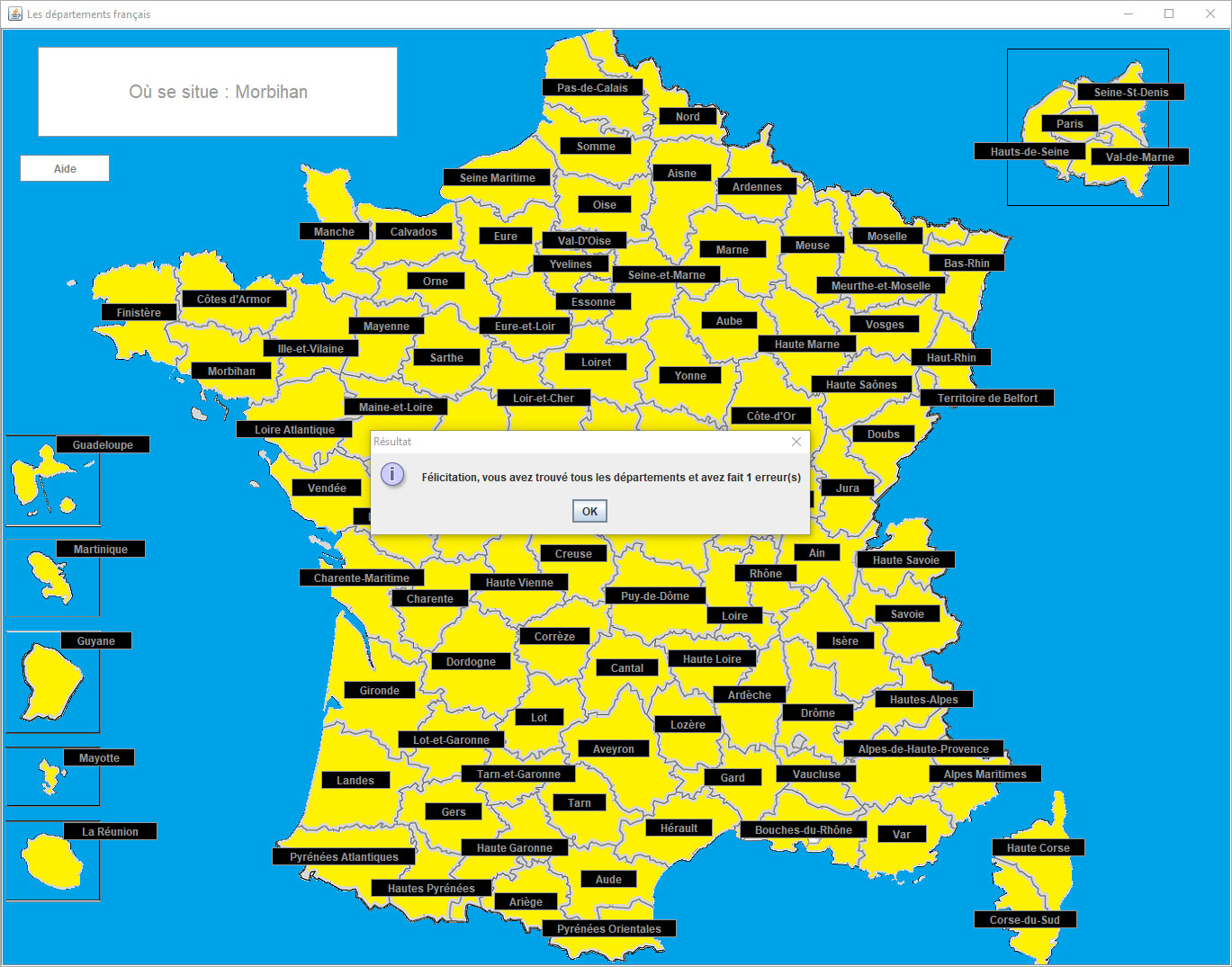 jeu en Java des anciennes régions de France