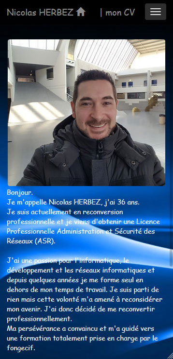 Site web de Nicolas HERBEZ version mobile